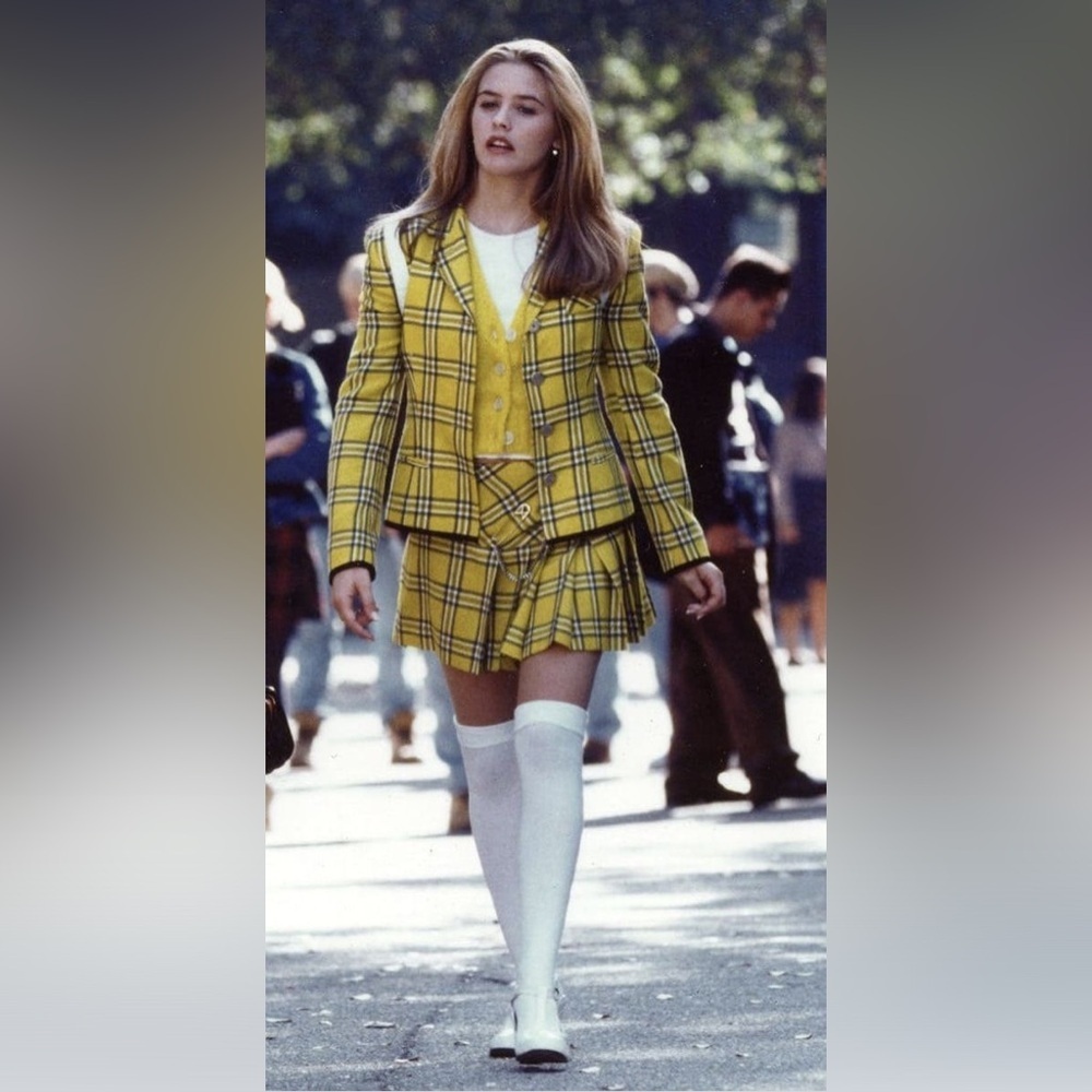 Abercrombie & Fitch Yellow Plaid Pleated Mini Skirt Peekaboo Lace NWT Vintage 2